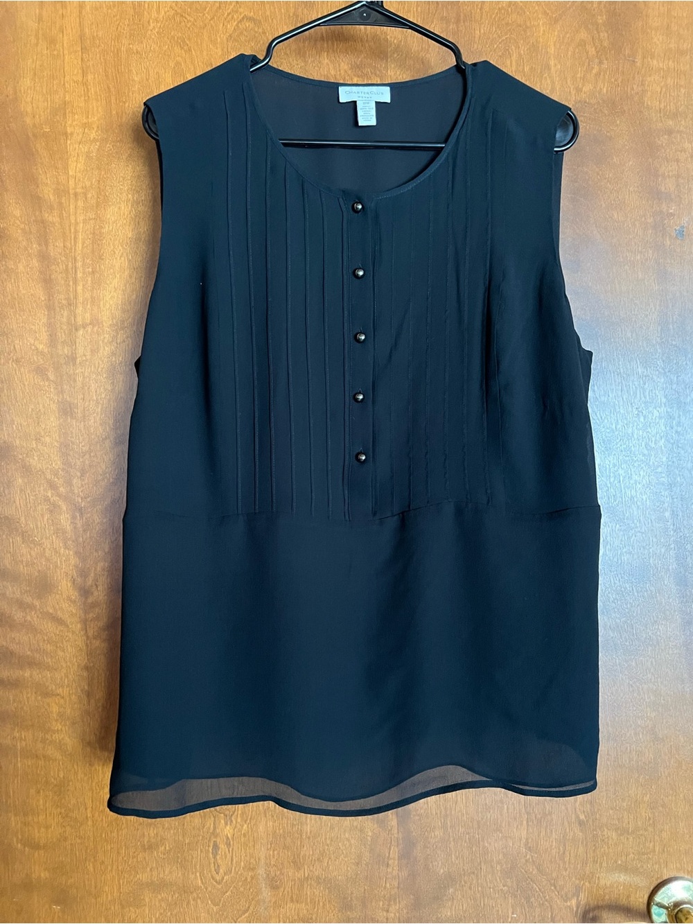 Charter Club Black Sleeveless Pintuck Camisole